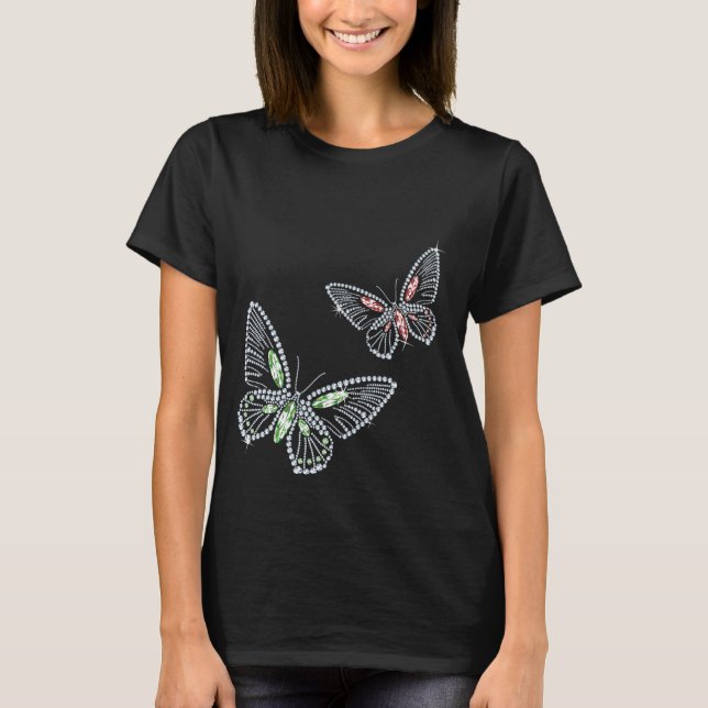 Rhinestone Butterflys Diamond Women's Top (Front)