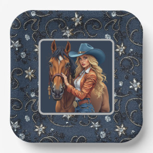 Rhinestone Cowgirl  Paper Plate