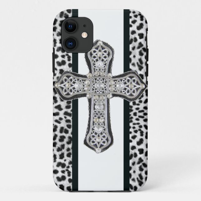 Rhinestone crusted Cross Iphone Case (Back)