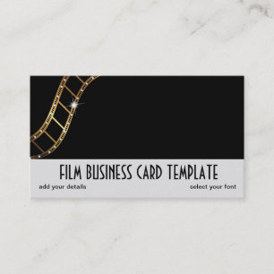 Rhinestone Design Metallic Gold Film Strip Business Card