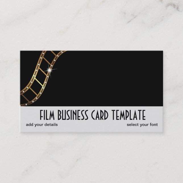 Rhinestone Design Metallic Gold Film Strip Business Card (Front)