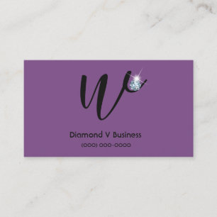Rhinestone Diamond Logo Initial V Business Cards