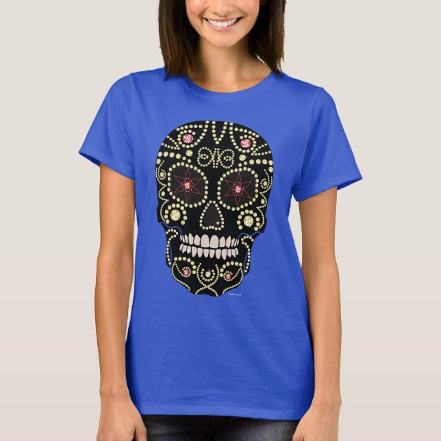 Rhinestone Diamond Skull Design Tee Shirt (Front)