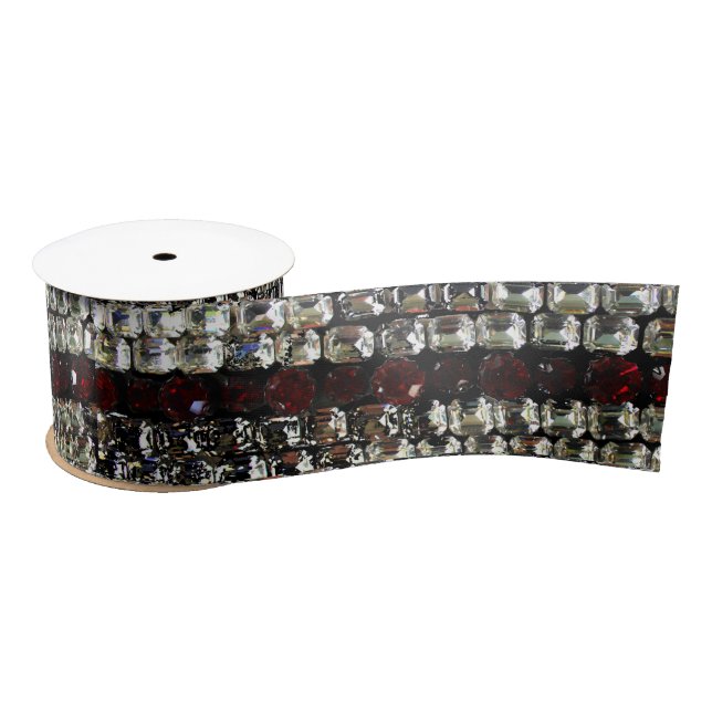 Rhinestone, diamonds, jewellery, gemstone, rubies satin ribbon (Spool)
