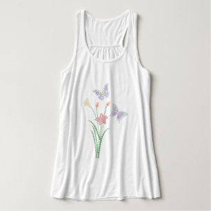 Rhinestone Flowers and Butterflies Singlet