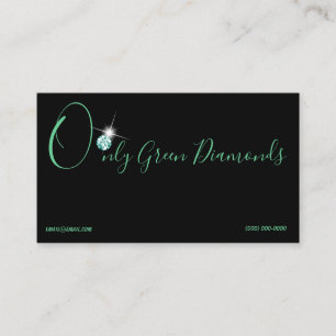 Rhinestone Logo Initial Business Cards Green