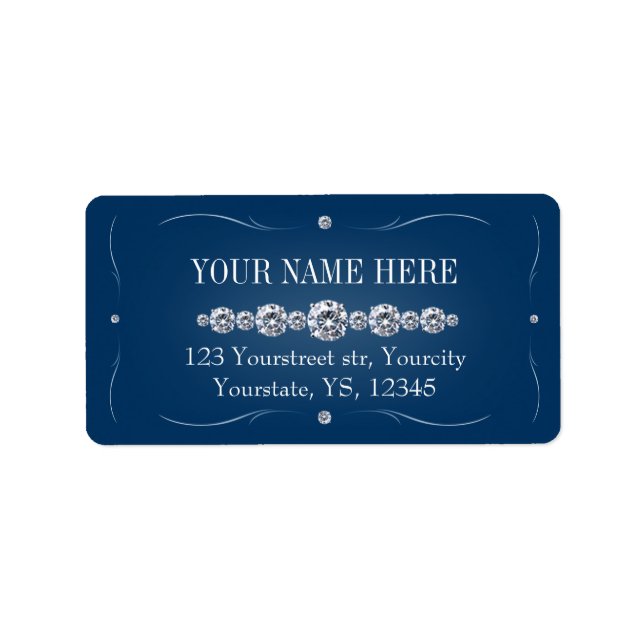 Rhinestone navy blue address labels (Front)