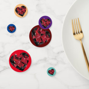 Rhinestone Red Ruby Hearts Confetti