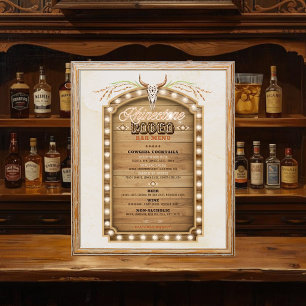 Rhinestone Rodeo Bar Menu Sign Cowgirl Western