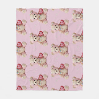 Rhinestone Valentine Bear Fleece Blanket