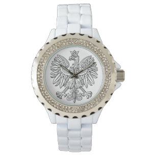 Rhinestone White Enamel Watch