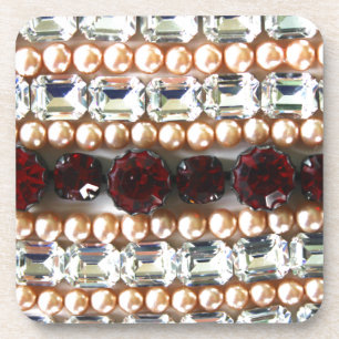Rhinestones and pearls - vintage jewellery coaster