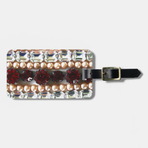 Rhinestones and pearls - vintage jewellery luggage tag