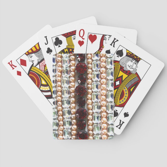 Rhinestones and pearls - vintage jewellery playing cards (Back)
