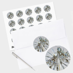 Rhinestones Art Deco Elegant Retro Glam Classic Round Sticker