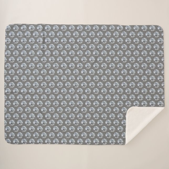 Rhinestones grey bg sherpa blanket (Front (Horizontal))