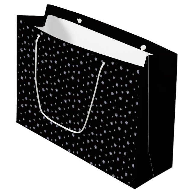 Rhinestones on black  large gift bag (Front Angled)
