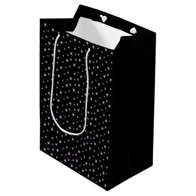 Rhinestones on black  medium gift bag (Front Angled)