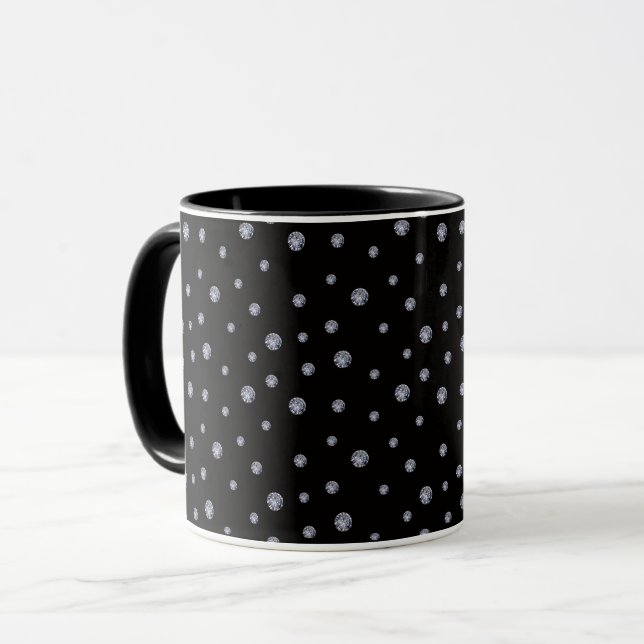 Rhinestones on black mug (Front Left)