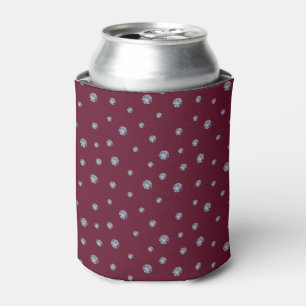 Rhinestones on dark red can cooler