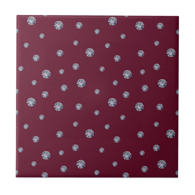 Rhinestones on dark red tile (Front)