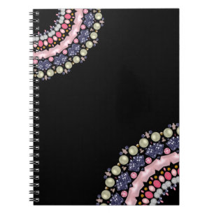 Rhinestones, sequins, confetti, pearl notebook