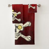 Rhinestones Skull & Crossbones Bathroom Towel Set
