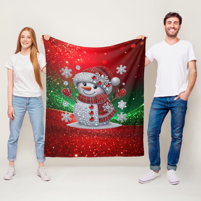 Rhinestones Snowman Fleece Blanket (In Situ)
