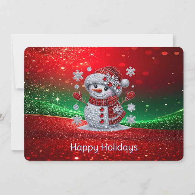 Rhinestones Snowman Holiday Card (Front)