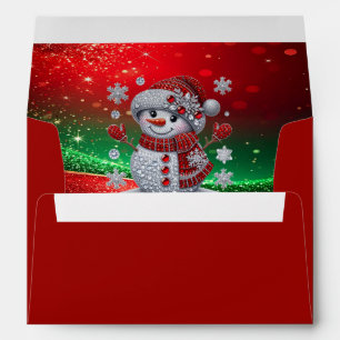 Rhinestones Snowman Holiday Envelope