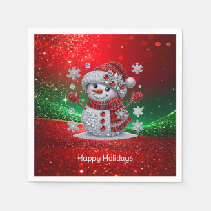Rhinestones Snowman Holiday Napkin