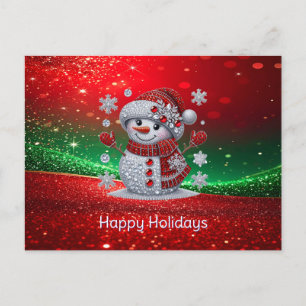 Rhinestones Snowman Holiday Postcard