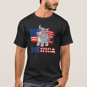 Rhino American Flag Sunglasses Merica 4th Of July T-Shirt