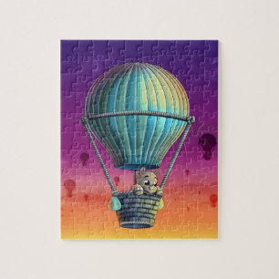 Rhino and Hot Air Balloon Puzzle, 8"x10",110 piece Jigsaw Puzzle