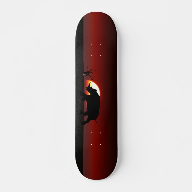 Rhino And Red Sunrise Skateboard (Front)