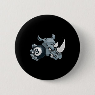 Rhino Angry Pool 8 Ll Billiards Cartoon 6 Cm Round Badge