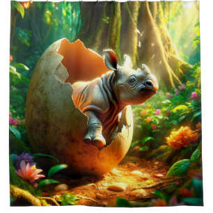 Rhino Art Shower Curtain