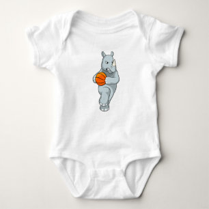 Rhino as Basketball player with Basketball Baby Bodysuit