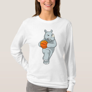 Rhino as Basketball player with Basketball T-Shirt