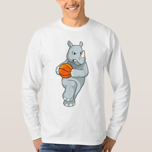 Rhino as Basketball player with Basketball T-Shirt (Front)