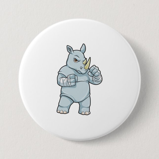 Rhino as Boxer at Boxing 7.5 Cm Round Badge (Front)