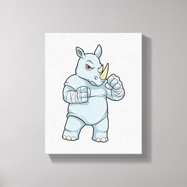 Rhino as Boxer at Boxing Canvas Print (Front)