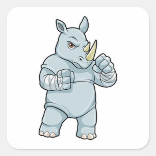 Rhino as Boxer at Boxing Square Sticker
