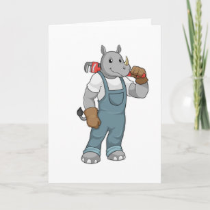 Rhino as Handyman with Water pump pliers Card