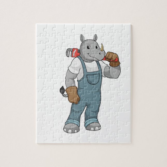 Rhino as Handyman with Water pump pliers Jigsaw Puzzle (Vertical)