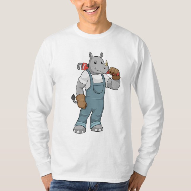 Rhino as Handyman with Water pump pliers T-Shirt (Front)