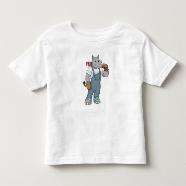 Rhino as Handyman with Water pump pliers Toddler T-Shirt (Front)