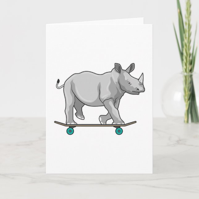 Rhino as Skater with Skateboard Card (Front)
