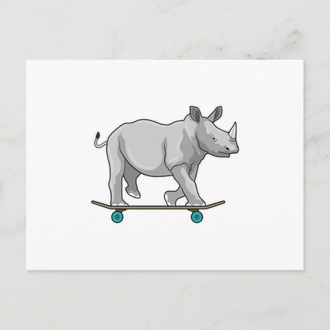Rhino as Skater with Skateboard Postcard (Front)