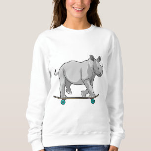 Rhino as Skater with Skateboard Sweatshirt
